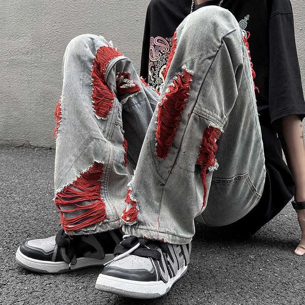 men's pants high streetwear mens jeans pants ripped loose fashion denim hip hop harajuku trousers g230422, Black
men's pants high streetwear mens jeans pants ripped loose fashion denim hip hop harajuku trousers g230422, Black