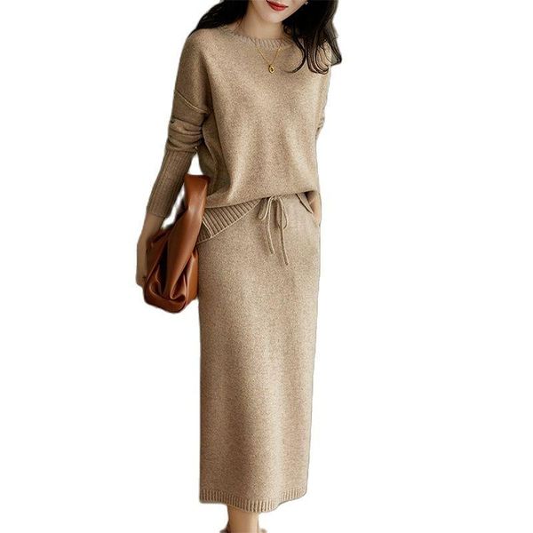 dress temperament knitted suit 2021 fall/winter loose pullover sweater + high waist slim skirt twopiece fashion women's clothing, White
dress temperament knitted suit 2021 fall/winter loose pullover sweater + high waist slim skirt twopiece fashion women's clothing, White