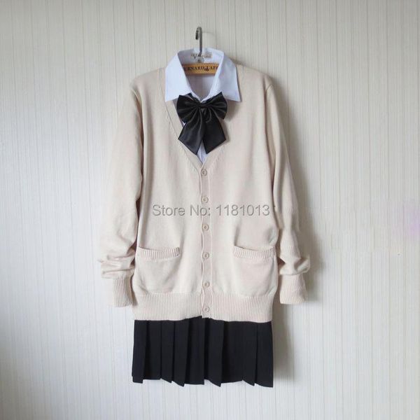 dress japanese school uniform suit set almond / beige cardigan sweater + solid white long sleeve shirt + pure black pleated skirt
dress japanese school uniform suit set almond / beige cardigan sweater + solid white long sleeve shirt + pure black pleated skirt