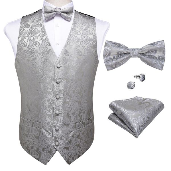 blazers men silver paisley suit vest silk waistcoat formal paisley bowties cufflinks pocket square set tuxedo male gift j110 dobby, White;black
blazers men silver paisley suit vest silk waistcoat formal paisley bowties cufflinks pocket square set tuxedo male gift j110 dobby, White;black