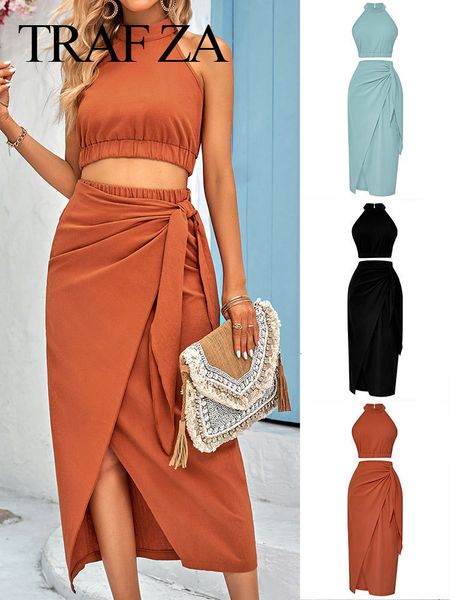 two piece dress trafza women's solid casual 2 piece suit sleeveless halterneck slim crop draped ruched skirts spring female clothing 2, White
two piece dress trafza women's solid casual 2 piece suit sleeveless halterneck slim crop draped ruched skirts spring female clothing 2, White