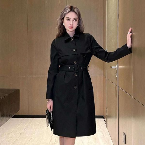 Woman Trench Coat Autumn And Winter New Fashion Triangle Decoration Trend Personalized Versatile Detachable Windbreaker Coat, Black
Woman Trench Coat Autumn And Winter New Fashion Triangle Decoration Trend Personalized Versatile Detachable Windbreaker Coat, Black