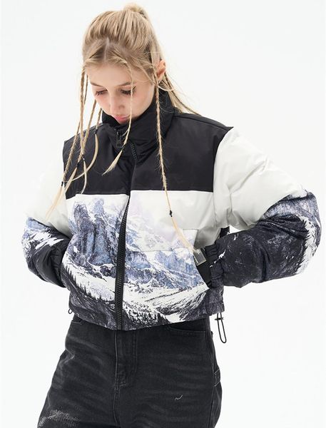 leather winter new street casual short cotton coat women printed patchwork fashion stand collar warm padded jacket outerwear y3259, Black
leather winter new street casual short cotton coat women printed patchwork fashion stand collar warm padded jacket outerwear y3259, Black
