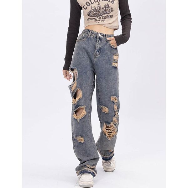 jeans women's street irregular ripped blue jeans straight baggy wide leg casual pants vintage hollow out denim trouser ladies summer
jeans women's street irregular ripped blue jeans straight baggy wide leg casual pants vintage hollow out denim trouser ladies summer