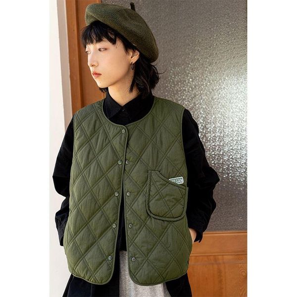vests women vests vintage beige quilted padded waistcoat vest japanese style sleeveless vneck plaid fashion warm outerwear, Black;white
vests women vests vintage beige quilted padded waistcoat vest japanese style sleeveless vneck plaid fashion warm outerwear, Black;white