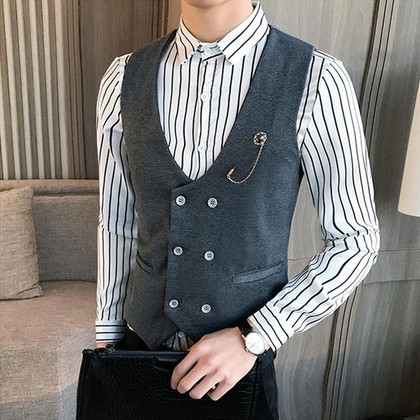blazers men's suit vest new doublebreasted solid color business casual brand fashion highquality men's clothing sleeveless formal, White;black
blazers men's suit vest new doublebreasted solid color business casual brand fashion highquality men's clothing sleeveless formal, White;black