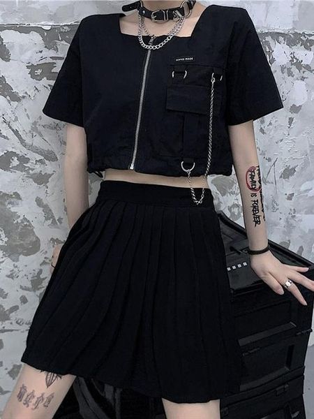 t-shirt houzhou gothic black tshirts women crop female techwear kpop grunge summer short sleeve t shirt with chain y2k streetwear, White
t-shirt houzhou gothic black tshirts women crop female techwear kpop grunge summer short sleeve t shirt with chain y2k streetwear, White