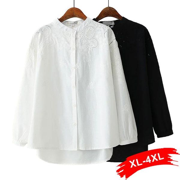 t-shirt plus size hollow out embroidery asymmetric white cotton blouse 4xl vintage button up long sleeve casual shirt ins chi blusa, Black
t-shirt plus size hollow out embroidery asymmetric white cotton blouse 4xl vintage button up long sleeve casual shirt ins chi blusa, Black