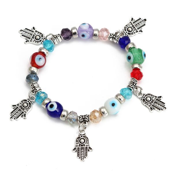 Popular Antique Silver Fatima Hand Charm Bracelet Blue Evil Eye Beads Strands Bracelets Jewelry
Popular Antique Silver Fatima Hand Charm Bracelet Blue Evil Eye Beads Strands Bracelets Jewelry
