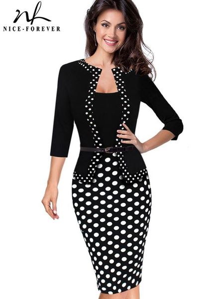 dresses niceforever onepiece faux jacket retro contrast polka wear to work business vestidos office bodycon women sheath dress b407, Black;gray
dresses niceforever onepiece faux jacket retro contrast polka wear to work business vestidos office bodycon women sheath dress b407, Black;gray