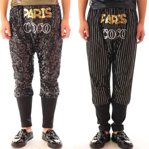 pants stage personality men gold sequins pants harem pant men feet trousers singer dance rock fashion pantalon homme street novelty, Black
pants stage personality men gold sequins pants harem pant men feet trousers singer dance rock fashion pantalon homme street novelty, Black