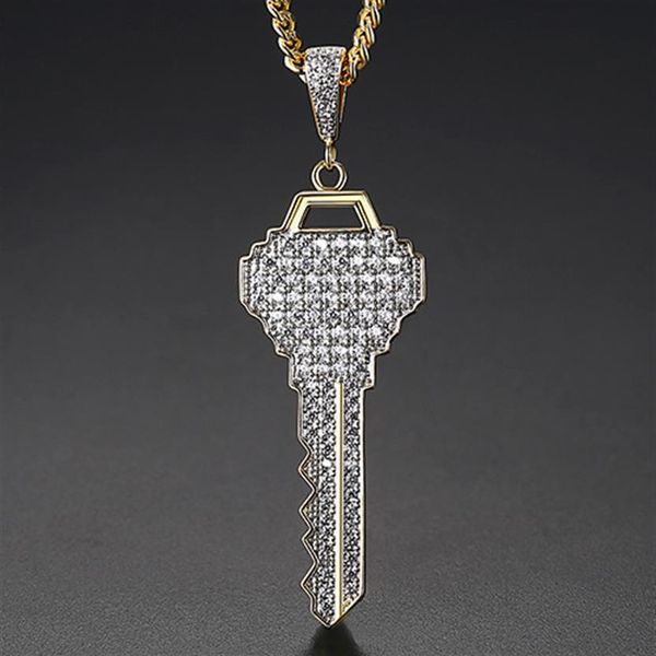 new men's key pendants necklace ice out cubic zircon gold color fashion rock street hip hop jewelry with chain for gift290c, Silver
new men's key pendants necklace ice out cubic zircon gold color fashion rock street hip hop jewelry with chain for gift290c, Silver