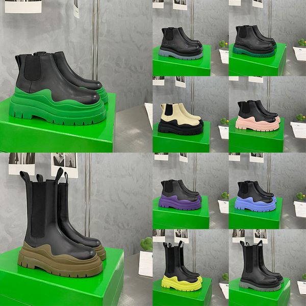 women men designer boots tire chelsea leather half ankle boots fashion wave colored rubber clear outsole elastic webbing boot, Black
women men designer boots tire chelsea leather half ankle boots fashion wave colored rubber clear outsole elastic webbing boot, Black