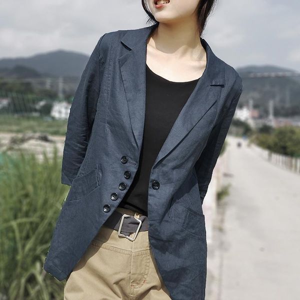 pants 2021 new spring korean style women casual single breasted cotton linen blazer slim three quarter sleeve notched collar coat w81, White
pants 2021 new spring korean style women casual single breasted cotton linen blazer slim three quarter sleeve notched collar coat w81, White