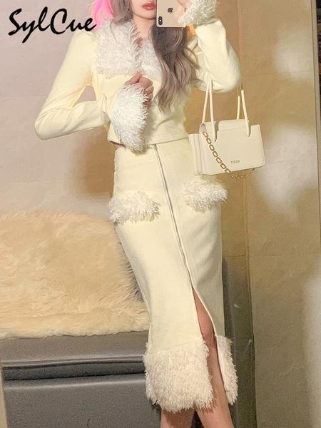 dress sylcue warmth selfcultivation allmatch plush youth street longsleeved short with tightfitting hip skirt twopiece suit, White
dress sylcue warmth selfcultivation allmatch plush youth street longsleeved short with tightfitting hip skirt twopiece suit, White