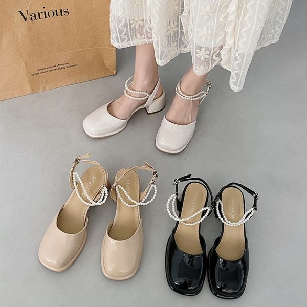 sandals french highheeled shoes thickheeled female pearl fairy style lady mary jane closed toe 230421, Black
sandals french highheeled shoes thickheeled female pearl fairy style lady mary jane closed toe 230421, Black