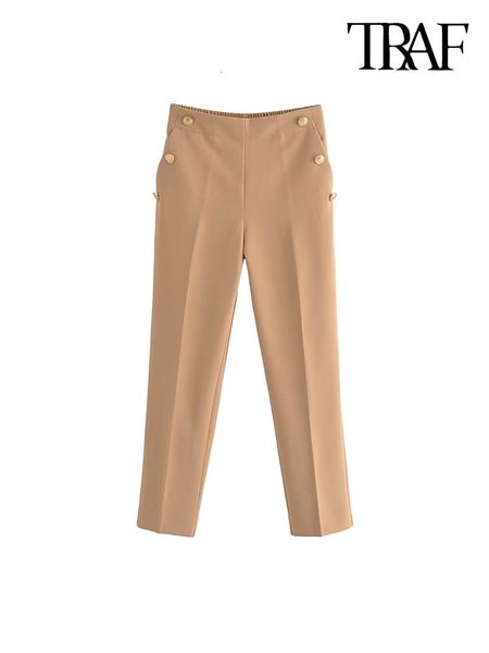women's pants capris traf women fashion with metallic button straight pants vintage high waist back elastic waistband female ankle trou, Black;white
women's pants capris traf women fashion with metallic button straight pants vintage high waist back elastic waistband female ankle trou, Black;white
