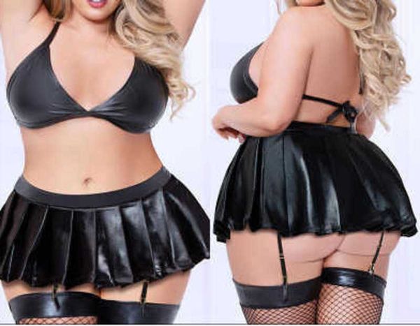 plus women size black lingerie set patent leather bikini bra and night dress erotic, Black;white
plus women size black lingerie set patent leather bikini bra and night dress erotic, Black;white