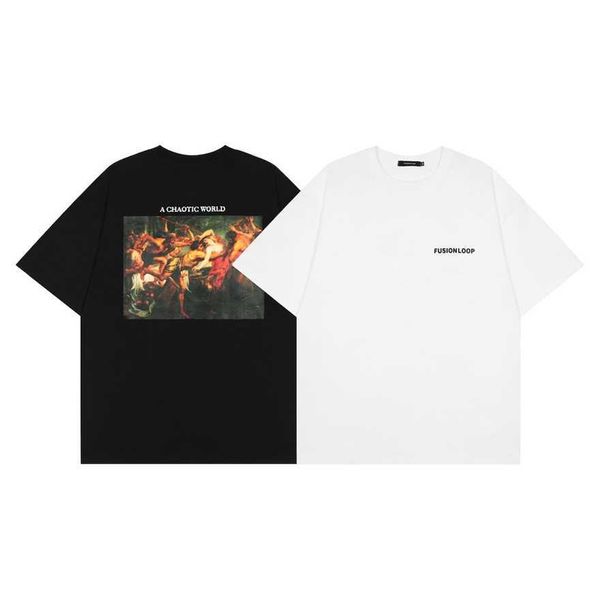 34% off fusionloop street shoulder drop loose printed t-shirt unisex, White;black