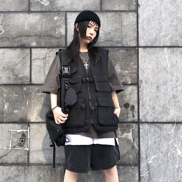 vests 2021 autumn multi pockets tactical vest women black techwear style waistcoat punk hip hop street gilet sleeveless jacket, Black;white
vests 2021 autumn multi pockets tactical vest women black techwear style waistcoat punk hip hop street gilet sleeveless jacket, Black;white