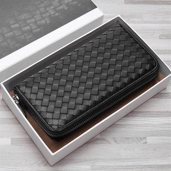 new leather men's wallet long woven leather bag luxury clutch simple fashionable lady wallet large capacity sheepskin238k, Red;black
new leather men's wallet long woven leather bag luxury clutch simple fashionable lady wallet large capacity sheepskin238k, Red;black