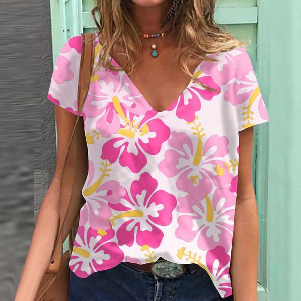 loose 3d t-shirt short sleeve t-shirt women's printed mj blouse woman floral v-neck, White
loose 3d t-shirt short sleeve t-shirt women's printed mj blouse woman floral v-neck, White