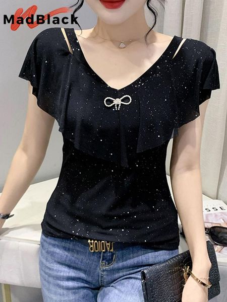 t-shirt madblack summer european clothes tshirt vneck mesh thin ruffles shiny women short sleeve off shoulder tees t25511l, White
t-shirt madblack summer european clothes tshirt vneck mesh thin ruffles shiny women short sleeve off shoulder tees t25511l, White