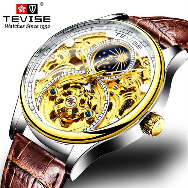 tevise mens watches men skeleton automatic mechanical watch casual leather strap moon phase sport clock relogio masculino243e, Slivery;brown
tevise mens watches men skeleton automatic mechanical watch casual leather strap moon phase sport clock relogio masculino243e, Slivery;brown