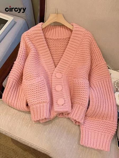 sweaters circyy vneck sweater women cardigan pink loose korean fashion single breasted knitted autumn winter 2022 warm solid sweet coat, White;black
sweaters circyy vneck sweater women cardigan pink loose korean fashion single breasted knitted autumn winter 2022 warm solid sweet coat, White;black