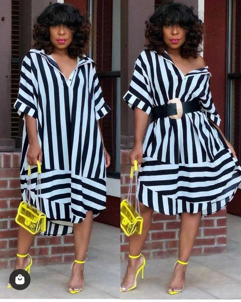 fashion summer dresses short sleeve black and white striped midi dress shirt, Black;gray
fashion summer dresses short sleeve black and white striped midi dress shirt, Black;gray