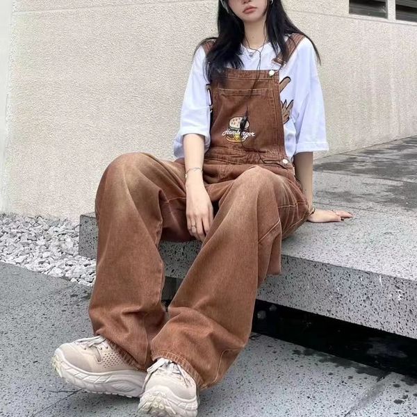 women's jeans brown embroidered suspenders female outdoor artist sketching cargo pants spring summer loose straight jeans onepiece trou, Blue
women's jeans brown embroidered suspenders female outdoor artist sketching cargo pants spring summer loose straight jeans onepiece trou, Blue