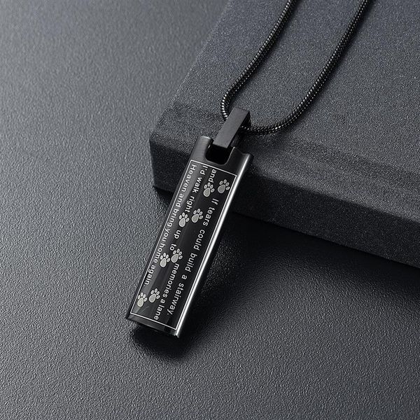 h888 black color bar cremation necklace engraving with animal paws - funeral urn ashes holder stainless steel cremation jewelry282e, Silver
h888 black color bar cremation necklace engraving with animal paws - funeral urn ashes holder stainless steel cremation jewelry282e, Silver