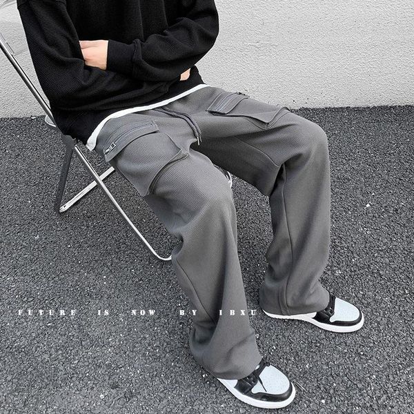 pants hybskr high street men's straight casual pants fashion large pocket design drawstring trouser streetwear male casual pant, Black 
pants hybskr high street men's straight casual pants fashion large pocket design drawstring trouser streetwear male casual pant, Black