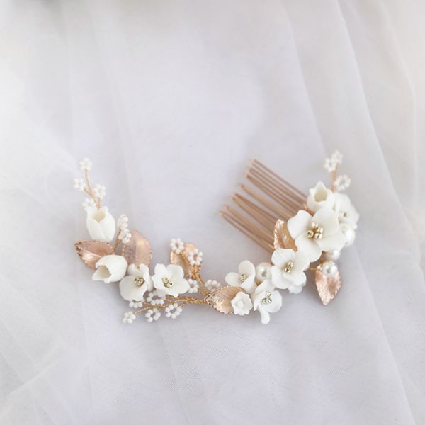bridal hair comb wedding hair piece accessories handmade gold color women headpiece porcelain flower jewelry, Silver
bridal hair comb wedding hair piece accessories handmade gold color women headpiece porcelain flower jewelry, Silver