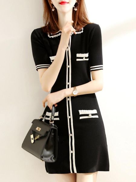 dresses contrast color single breasted knitted women sweater dress stripe pearl buttons ladies aline summer new 2021 short sleeve dress, Black;gray
dresses contrast color single breasted knitted women sweater dress stripe pearl buttons ladies aline summer new 2021 short sleeve dress, Black;gray