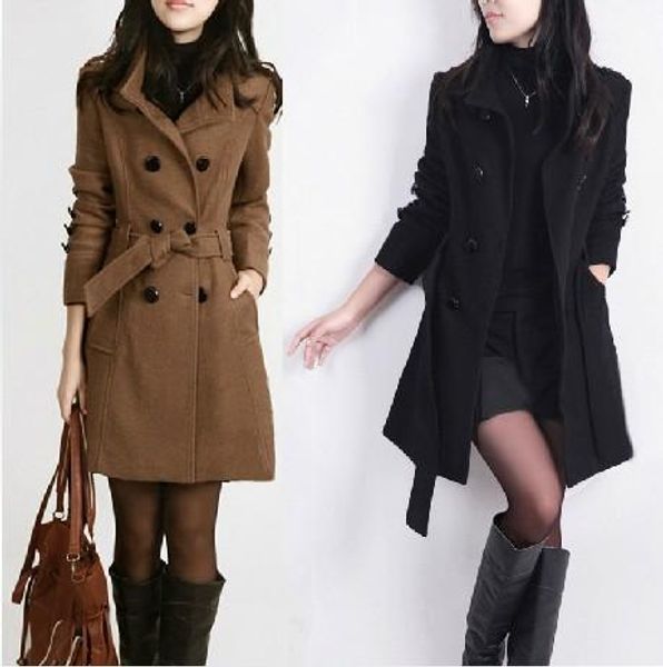 fur new women's midlength jacket coat doublebreasted woolen coat korean slim woolen coat women plus size wool outwear, Black 
fur new women's midlength jacket coat doublebreasted woolen coat korean slim woolen coat women plus size wool outwear, Black