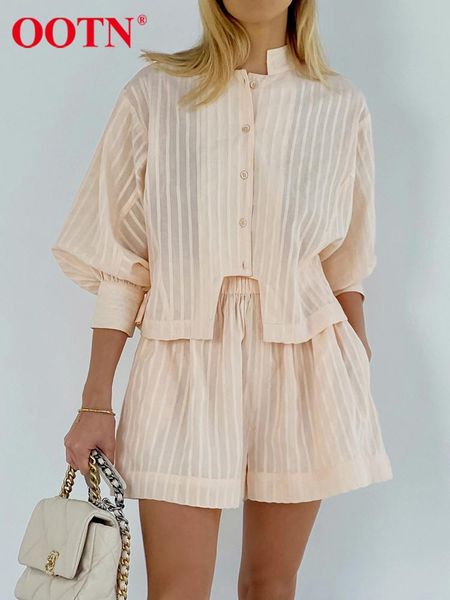 dress ootn casual shorts sets striped jacquard thin 2 pieces cotton stand collar lantern sleeve women suits elastic waist wide shorts, White
dress ootn casual shorts sets striped jacquard thin 2 pieces cotton stand collar lantern sleeve women suits elastic waist wide shorts, White