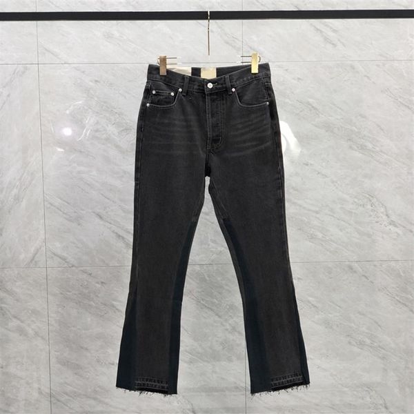 23ss men usa zipper patchwork washed denim pants vintage jeans high street trousers bell bottoms2857, Black;brown
23ss men usa zipper patchwork washed denim pants vintage jeans high street trousers bell bottoms2857, Black;brown