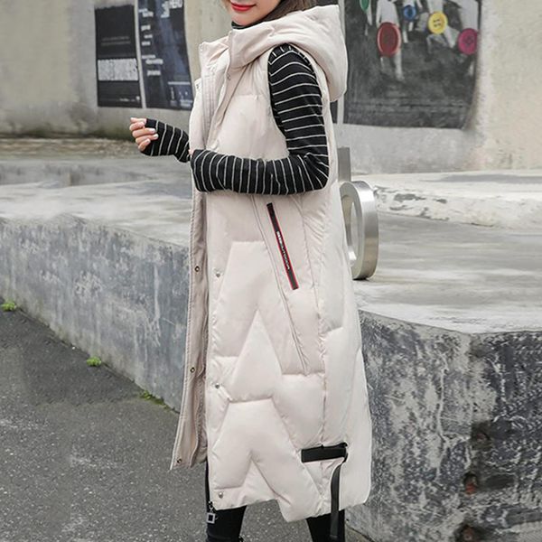 vests women solid color autumn winter parkas vest waistcoat casual zipper hooded long coats jackets warm puffer coat sleeveless vests, Black;white
vests women solid color autumn winter parkas vest waistcoat casual zipper hooded long coats jackets warm puffer coat sleeveless vests, Black;white