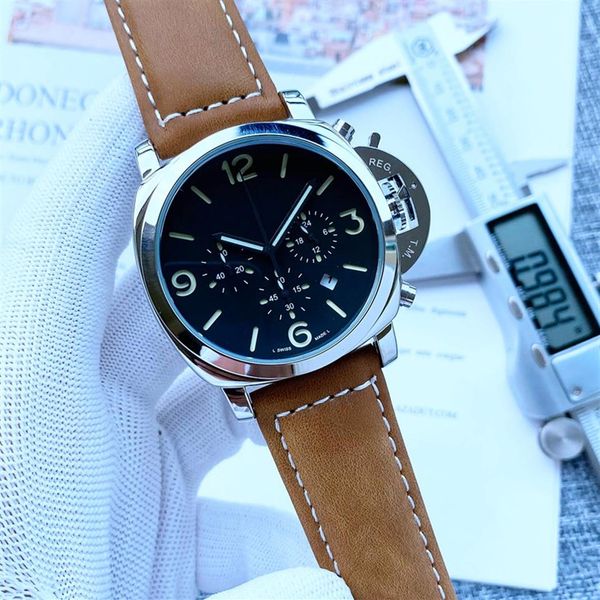 2021 new six stitches luxury mens watches all dial work quartz watch italy brand military chronograph clock leath266p, Slivery;brown
2021 new six stitches luxury mens watches all dial work quartz watch italy brand military chronograph clock leath266p, Slivery;brown