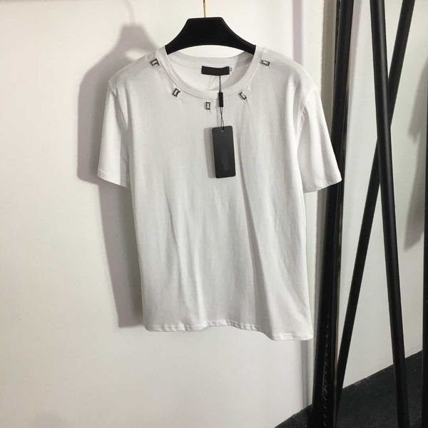 23ss tee womens t-shirt womens designer clothing round neck pure cotton letter hardware decoration fashion short sleeve t-shirt womens cloth, White
23ss tee womens t-shirt womens designer clothing round neck pure cotton letter hardware decoration fashion short sleeve t-shirt womens cloth, White