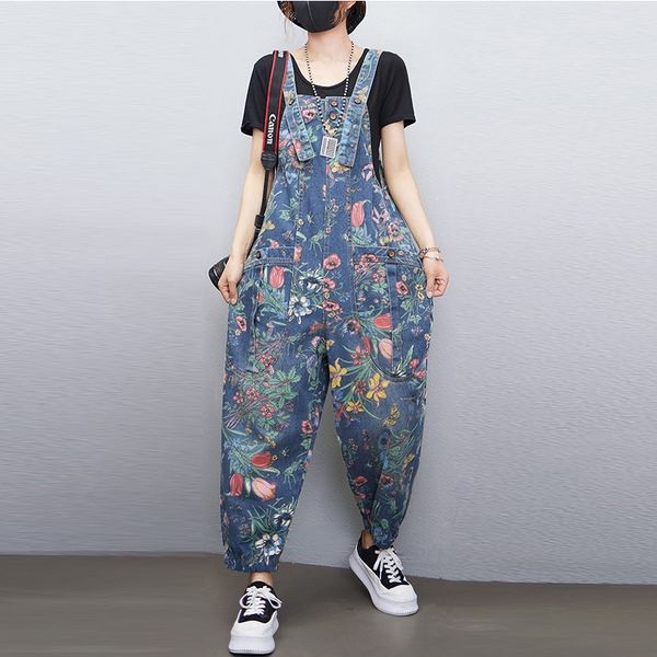 women's jumpsuits rompers fashion streetwear print floral denim jumpsuit women casual loose wide leg pants rompers big size pockets str, Black;white
women's jumpsuits rompers fashion streetwear print floral denim jumpsuit women casual loose wide leg pants rompers big size pockets str, Black;white
