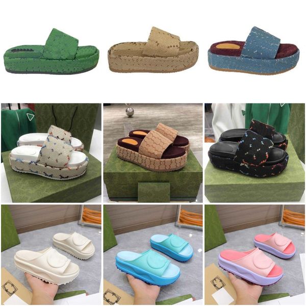 designer slipper rubber sliders platform sandals women embroidered canvas slides fashion mid heel summer sandals size 35-45, Black
designer slipper rubber sliders platform sandals women embroidered canvas slides fashion mid heel summer sandals size 35-45, Black