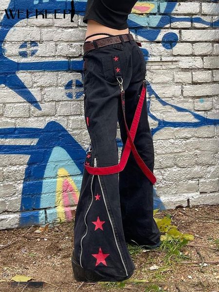 jeans weekeep gothic black flared jeans women chain y2k grunge baggy low waist denim pants casual basic streetwear 90s trousers ladies, Blue
jeans weekeep gothic black flared jeans women chain y2k grunge baggy low waist denim pants casual basic streetwear 90s trousers ladies, Blue