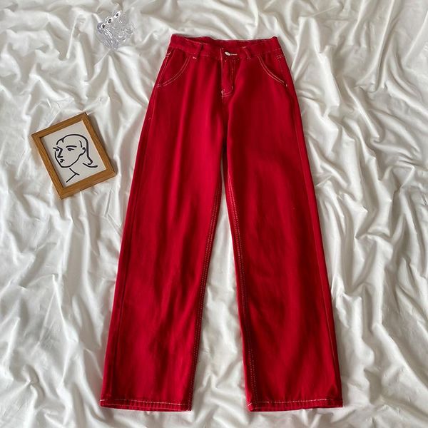jeans women's red wide leg jeans vintage casual fashion high waist straight pants self cultivation baggy denim trouser ladies summer, Blue
jeans women's red wide leg jeans vintage casual fashion high waist straight pants self cultivation baggy denim trouser ladies summer, Blue