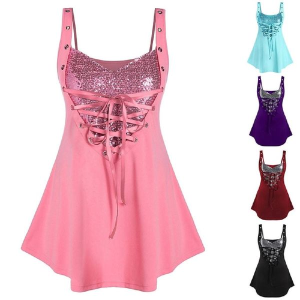 tanks tank women sequined lace up rings crop summer ladies casual sleeveless shirts women's 2021, Black;white
tanks tank women sequined lace up rings crop summer ladies casual sleeveless shirts women's 2021, Black;white