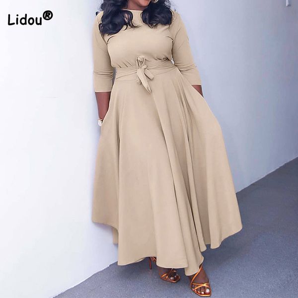 plus size dresses autumn winter size women clothes solid color fashion round neck bandage three quarter sleeve higt waist elegant maxi dress, Black
plus size dresses autumn winter size women clothes solid color fashion round neck bandage three quarter sleeve higt waist elegant maxi dress, Black