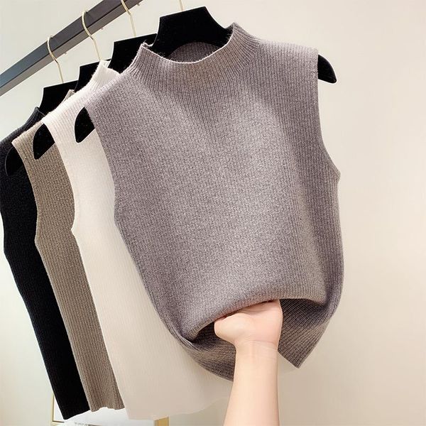 tanks summer outside knitted vest women's autumn bottoming slim solid color simple sleeveless ice silk half high collar tshirt, Black;white
tanks summer outside knitted vest women's autumn bottoming slim solid color simple sleeveless ice silk half high collar tshirt, Black;white