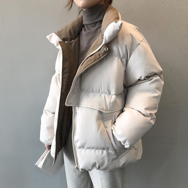 leather winter new style solid cottonpadded jacket women oversize bread standup collar thick warm causal chic coat parka 2022, Black
leather winter new style solid cottonpadded jacket women oversize bread standup collar thick warm causal chic coat parka 2022, Black