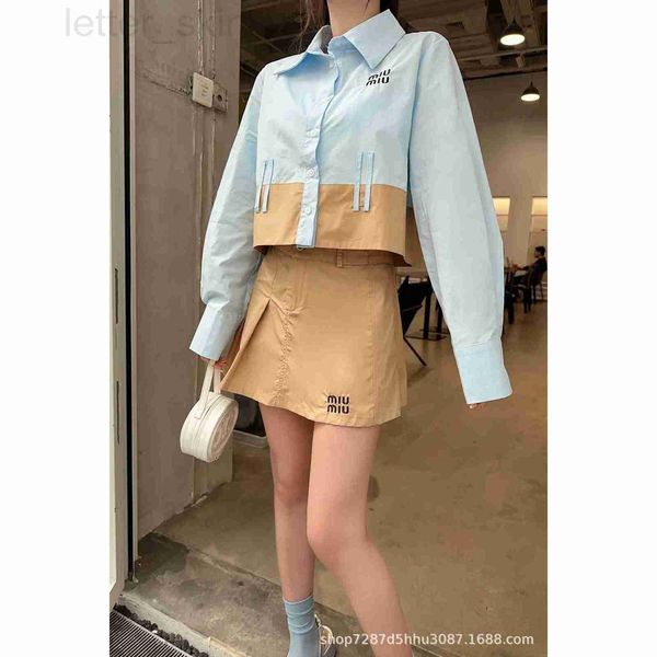 two piece dress designer 23 spring/summer new niche design sky bluekhaki contrasting lapel zippered sweet cool half skirt set dgrs, White
two piece dress designer 23 spring/summer new niche design sky bluekhaki contrasting lapel zippered sweet cool half skirt set dgrs, White